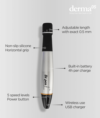 Dr. Pen A1 with 20x extra 12-needle cartridges (Silver)